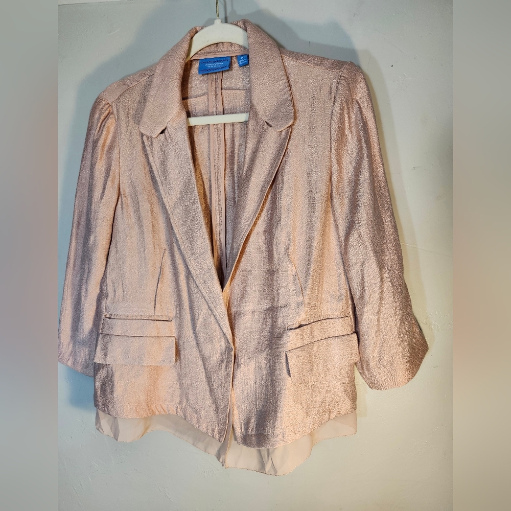 Vera Wang Blush Textured Blazer Sz PL
